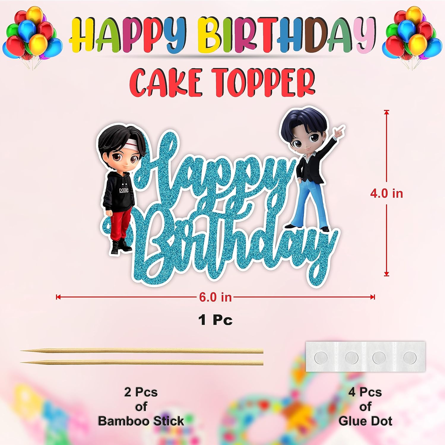 Seyal® Tiny Tan (BTS) Happy Birthday Cake Topper