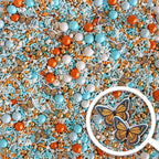 Sprinkle Pop Monarch Butterfly Sprinkle Mix| Blue Orange Sprinkles with ~20 Butterfly Wafer Paper and Gold Dragees| Decorating Sprinkles Made In USA for Mother’s Day Cupcakes Cakes Cookies Donuts, 4oz