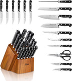 Cangshan TV2 Series 1023053 Swedish 14C28N Steel Forged 17-Piece Knife Block Set, Acacia