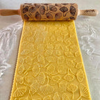 Embossing Rolling Pin GINKGO with Ginkgo Biloba Leaves Pattern – Dough and Clay Roller for Embossed Cookies and Pottery - Cookie and Ceramic Stamp - Baking Gifts for Women by Algis Crafts