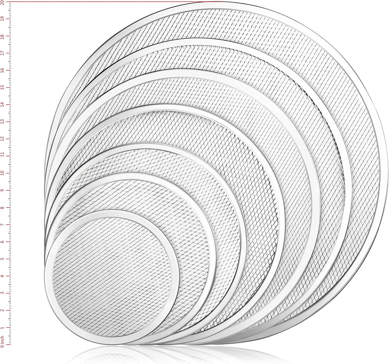 New Star Foodservice 50943 Restaurant-Grade Aluminum Pizza Baking Screen, Seamless, 10-Inch, Pack of 6