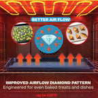 Baker's Secret Baking Sheets Non Stick, 3x Cookie Sheets for Oven, Diamond Texture Premium Air Flow, Set of 3 Baking Trays, Extra Thick 0.6mm with Diamond Base PFOA, PFOS, PTFE and PFAS free Bakeware