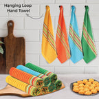 Urban Villa Salsa Stripe KitchenTowels 100% Cotton Dish Towels for Kitchen Multi Color Highly Absorbent Multi-Purpose Waffle Dish Cloths for Cleaning Soft Hand Bar Towels 20x30 Inches (Set of 8)