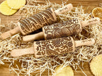 FLORAL 3 Small Textured Rolling Pin Set. Wooden laser engraved embossing dough roller for embossed cookies gift for Birthday, Easter by Algis Crafts