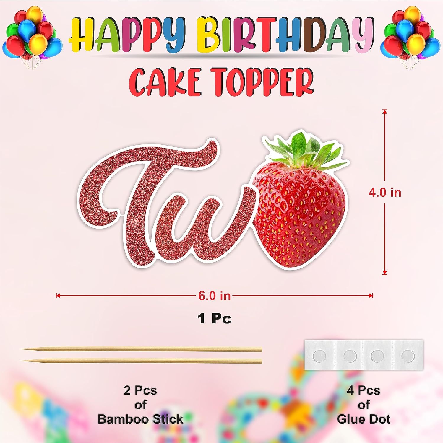 Seyal® Real Strawberry Two Cake Topper