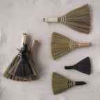Creative Co-Op Whisk Brooms with Yarn Wrapped Handles, Multi Color Neutrals, Set of 4