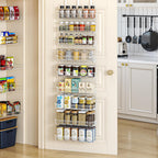 JKsmart 9-Tier Spice Rack Organizer with Door Hook, Wall Mount, and Extra Large Capacity for Pantry – Stylish White Design for Effortless Organization, Ultimate Kitchen Storage Solution