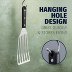 Zulay Kitchen Fish Spatula Stainless Steel - Spatulas for Non-Stick Cookware - Slotted Stainless Spatula - Easy to Clean Turner 12.4