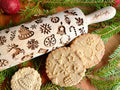 CHRISTMAS GIFTS EMBOSSING ROLLING PIN laser engraved with Christmas symbols CHRISTMAS GINGERBREAD COOKIES