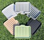 Happitasa Silicone Soap Dish Tray and Sponge Holder with Drain Chute, Pack of 2 | Bathroom and Kitchen Sink Organizer Caddy (Pistachio, 5.2"x4", 7.2 Ounces)