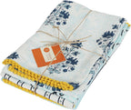 Printed Kitchen Dish Bar Tea Towels Cotton with Trims Hand Towel Gift for Mothers Day Cotton Dish Towel Sets Gift for Mom - White & Blue, Set of 4-18x28 inches