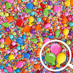 Sprinkle Pop Rainbow Birthday Sprinkle Mix| Red Orange Yellow Iridescent Rainbow Sprinkles with ~12 Royal Icing Balloons| Decorating Sprinkles Made in USA for Girl Boy Cakes Cupcakes Cookie Donut, 4oz