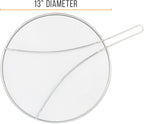 U.S. Kitchen Supply Stainless Steel Splatter Guard 13" Fine Mesh Cover, Grease & Oil, Splatter Screen for Frying Pan, Cooking Pots, with Resting Feet