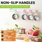 Spring Chef Magnetic Stainless Steel Measuring Cups, Patented, Kitchen Tools with Easy to Read Markings for Measuring Dry or Liquid Ingredients, Set of 7, Pastel