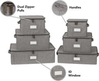 Covermates Keepsakes Dish Storage Box - Stackable, Reinforced Handles, China Storage, Grey Heather