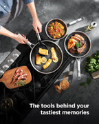 Non Stick Frying Pans Hybrid Ceramic, 12 Inch Tri-Ply Stainless Steel Skillet, Non-Toxic, PFAS/PFOA/PTFE Free, Metal Utensil Safe, Dishwasher & Oven Safe, Induction Compatible