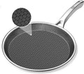 Crepe Pan,10 in Nonstick Crepe Pan, Stainless Steel Flat Skillet,Non Stick Dosa Tawa Comales Para Tortillas Pancake Pan,Dishwasher and Oven Safe Cookware,Induction Compatible, PFOA Free