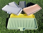 Happitasa Silicone Soap Dish Tray and Sponge Holder with Drain Chute | Bathroom and Kitchen Sink Organizer Caddy (Light Grey, 9"x3.5", 5.6 Ounces)