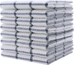 Cotton Grid Dish Cloths, Terry Cleaning Rags, 12 x 12 Inches, Light and Soft, Quick Drying Dish Rags, 8pc/Set (Grey)