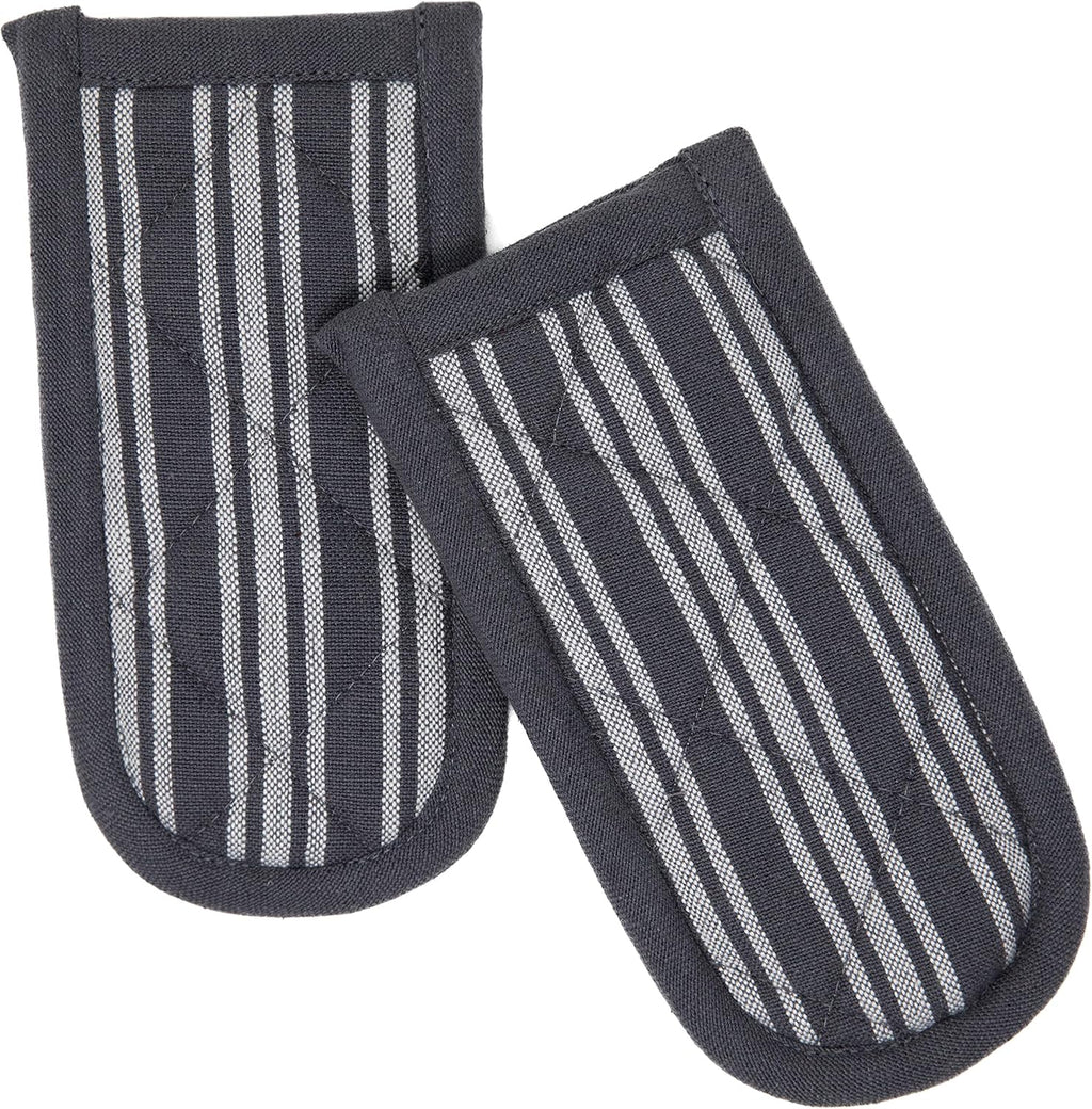 Sticky Toffee Pan Handle Covers for Cast Iron Skillet, Set of 2, Gray Heat Resistant Sleeves, 3 x 6 in, Oeko-Tex Cotton Hot Pot Holders