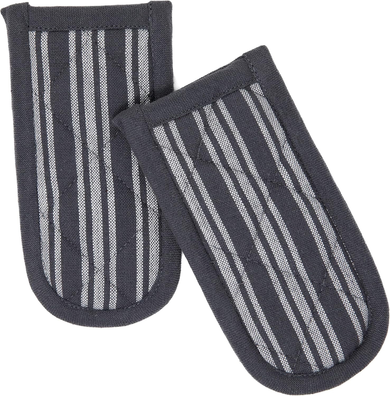 Sticky Toffee Pan Handle Covers for Cast Iron Skillet, Set of 2, Gray Heat Resistant Sleeves, 3 x 6 in, Oeko-Tex Cotton Hot Pot Holders