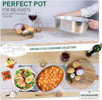 Cast Aluminum Oval Dutch Oven with Lid — 8 QT Heavy Duty Roaster Pan with Rack & Silicone Cover Dual Handles — Cajun Cookware for Roasting, Baking, Cooking (13" Medium)