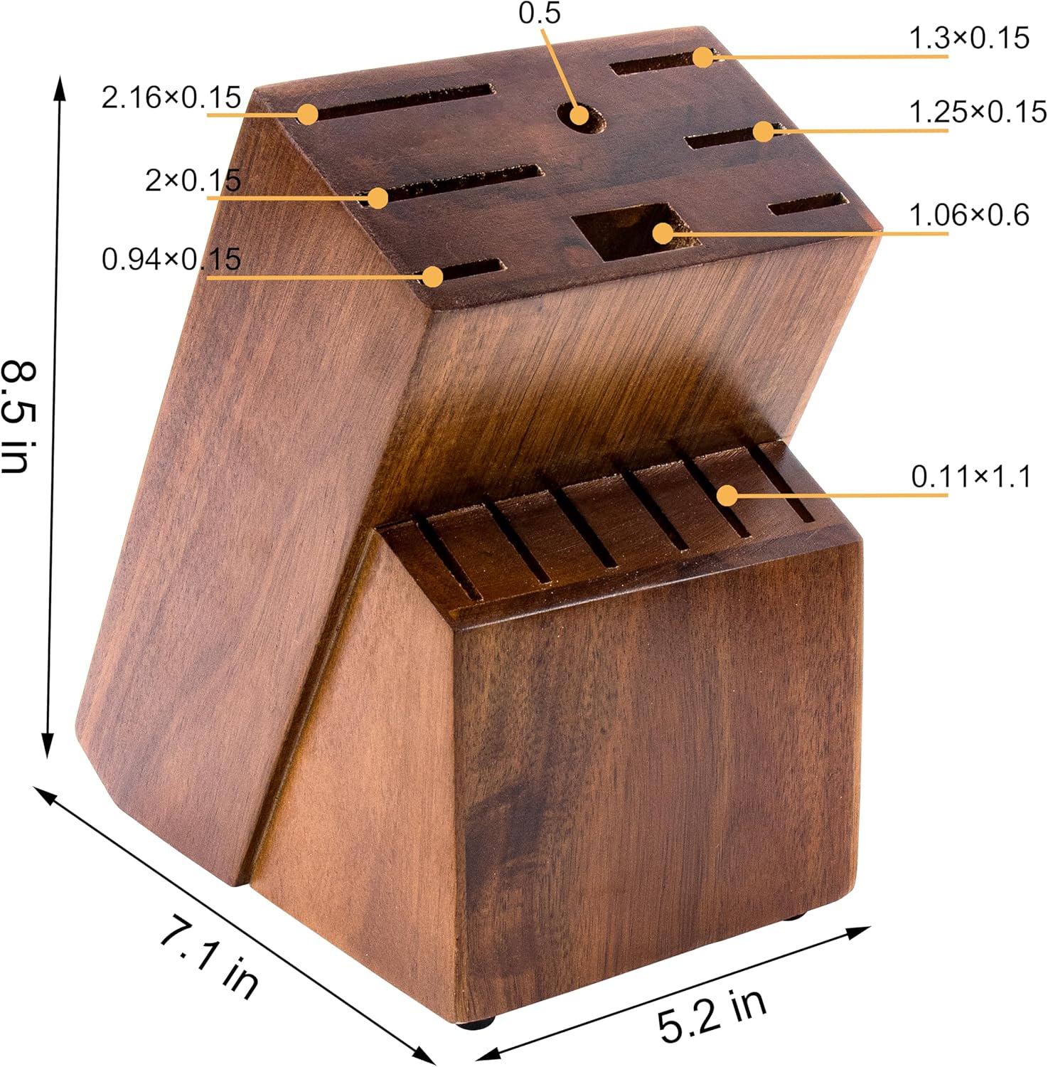 RedCall Universal Knife Block Holder,Large Wood Bamboo Knife Block without Knives,14 Slot Universal Knife Holder Countertop,Butcher Block Knife Storage Organizer for Kitchen (Brown)