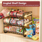 SUFAUY 3 Tier Can Organizer for Pantry, Holds 36 Cans for Cabinet Storage or Kitchen Shelves, 12" d X 16.5" w X 14" h, Black