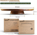 13" Acacia Cake Stand Rotating – Rustic Wood Pedestal Stands Turntable with 2 Icing Spatulas, 3 Smoothers – Wooden Spinning Cake Decorating Serving for Cupcake Dessert Display in Party, Wedding