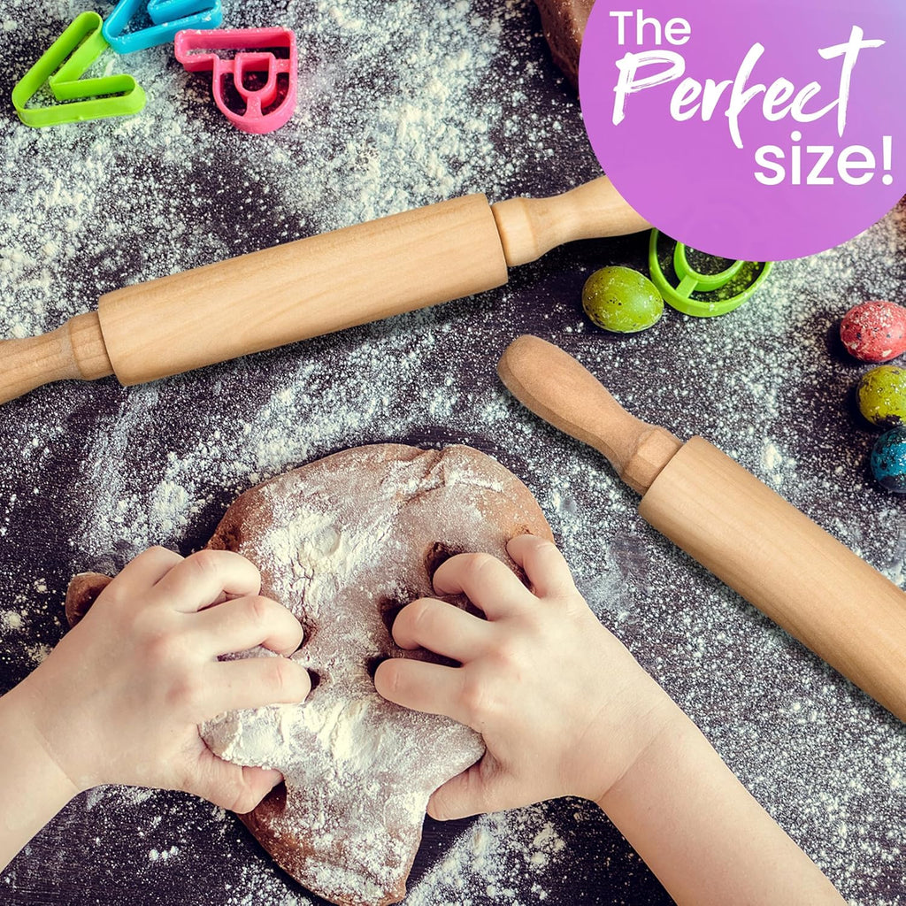 Premium Mini Rolling Pins, 8-Inch, 6-Pack – Splinter-Free, Non-Stick Hardwood for Joyful Kids’ Baking, Sensory Crafts, Play-Doh, Clay, Therapeutic Fine Motor Skill Play for Creative Young Bakers