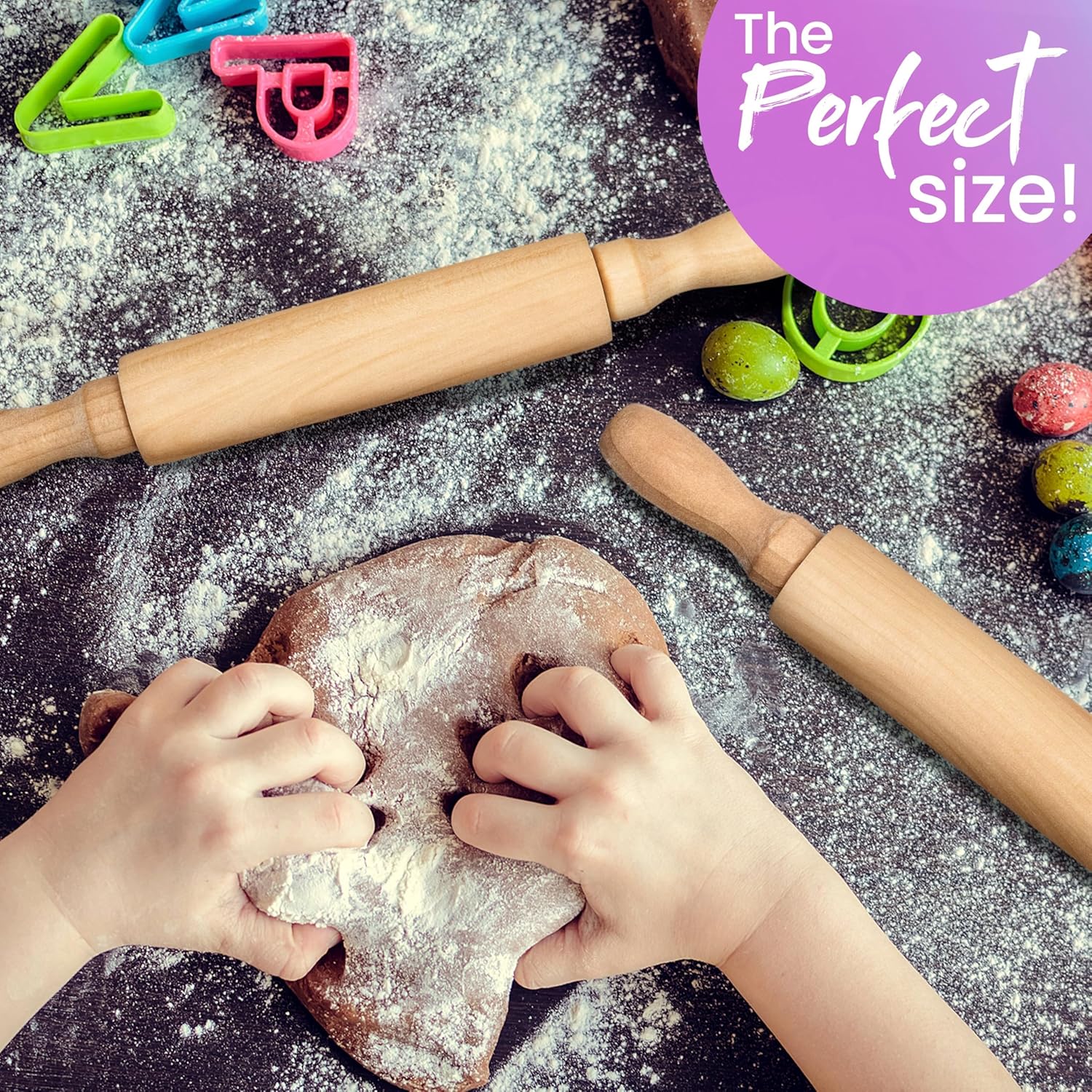 Premium Mini Rolling Pins, 8-Inch, 6-Pack – Splinter-Free, Non-Stick Hardwood for Joyful Kids’ Baking, Sensory Crafts, Play-Doh, Clay, Therapeutic Fine Motor Skill Play for Creative Young Bakers
