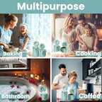 Home Intuition 4-Piece Ceramic Kitchen Canisters Set, Airtight Containers with Wooden Spoons Reusable Chalk Labels and Marker for Sugar, Coffee, Flour, Tea (Turquoise)