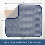 S&T INC. Dish Drying Mat, 16” x 18”, Absorbent Microfiber Kitchen Counter Mat, Dish Drying Pad for Dishes, Utensils, Pots and Pans, Large, Blue Stockinette