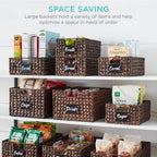 Best Choice Products Set of 4 16x12in Large Water Hyacinth Pantry Baskets, Woven Organizers w/Chalkboard Label, Chalk Marker - Brown