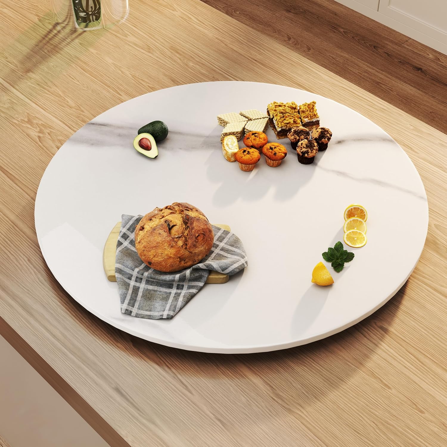 19.69" Lazy Susan for Table Top Sintered Stone Rotating Serving Tray for Dining Table, Kitchen Lazy Susan Organizer Spinning Rotating Food Server Party Centerpieces