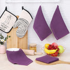 Homaxy 100% Cotton Waffle Weave Kitchen Dish Cloths, Ultra Soft Absorbent Quick Drying Dish Towels, 12 x 12 Inches, 6-Pack, Purple