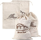 Augshy Linen Bread Bags for Homemade Bread Container, 4 Pcs 17.5 X11.5 Inches Unbleached & Reusable Bread Storage, Natural Large Storage for Artisan Bread