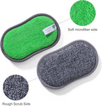 Multipurpose Sponges Kitchen,6 Pack Reusable Non-Scratch Scrub Sponge,Rough Scrubbers Side for Pots and Pans,Soft Microfiber Scrub Side for Washing Dishes