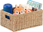 CENBOSS Wicker Baskets (Large, Seagrass, 1PC) Rattan Storage Baskets for Shelves, Woven Seagrass Holder