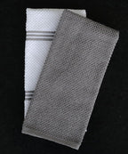 AMOUR INFINI Kitchen Towels Pack of 4 - Absorbent, Quick Drying Premium Cotton Tea Towel - Kitchen Linens 16x28 Inch Dish Towels with Hanging Loop (L.Grey)