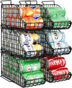 Sonyabecca 6-Pack Can Storage Organizer Pantry, Stackable Kitchen Canned Food Holder With Handles, Can Organizer For Pantry Countertop Cabinet, Beverage Drink Pop Soda Can Dispenser Patent Pending