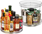 Sorbus 9 Inch Clear Lazy Susan Organizer Set, 1 Tall Turntable Organizer for Spice Organization for Cabinet, One 2 Tier Lazy Susan for Kitchen, Home, Office, Closet, Laundry Room Organization