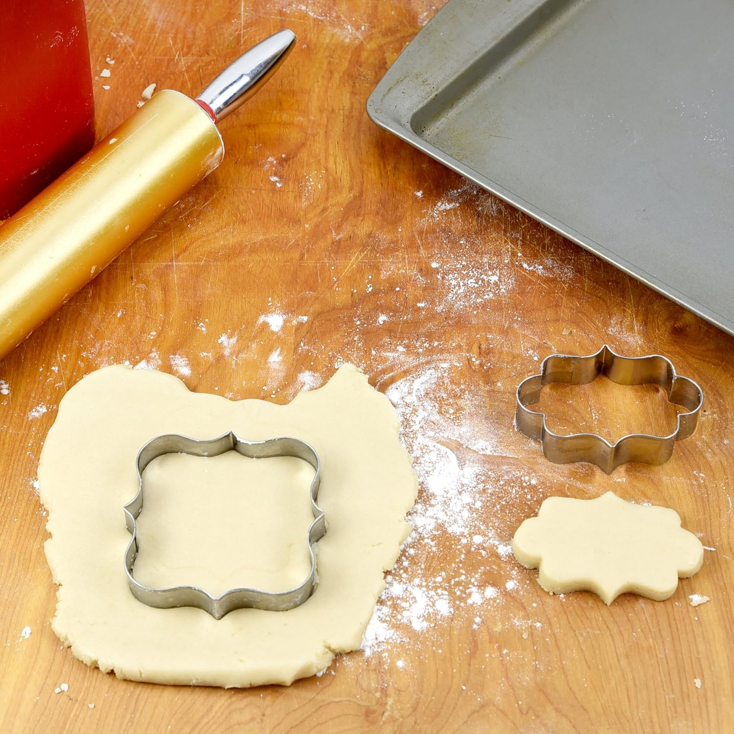 Bakerpan Stainless Steel Plaque Cookie Cutters Shapes, Frame Cookie Cutters for Baking - Set of 2
