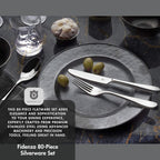 Silverware Set for 16 – 18/10 Stainless Steel Flatware, Mirror Finish, Dishwasher Safe, Durable and Elegant, Rust Resistant, Perfect for Entertaining (80-Piece Set, Fidenza)