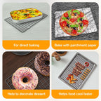 2PCS Cooling Racks for Cooking and Baking - 10" x 15"Heavy Duty Stainless Steel Wire Rack for Baking, Grilling, Roasting - Oven & Dishwasher Safe - Fits Jelly Roll Sheet Pan（Black）