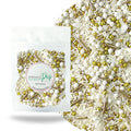 Wedding White Sprinkle Mix| Made In USA By Sprinkle Pop| Pastel White Sprinkles With Gold Metallics Dragees| Sprinkles For Decorating Bridal Shower Wedding Anniversary Party Cupcakes Cake Cookies, 2oz