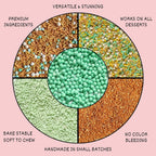 Confect Edible Sprinkles Mix Pack of 5 – Cool Summer Breeze Theme – Yellow Pearl Dragees, Mint Green & Gold Jimmies, Sparkling Gold Sugar – Cake & Cupcake Decorating Toppings - Vegan, Gluten-Free, Nut-Free, Soy-Free, Dairy-Free, Palm Oil-Free- 5 Oz