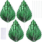 Gyufise 6Pcs Paper Palm Fan Cake Toppers Palm Spear Leaves Fan Cupcake Toppers Cake Insert Decorations Craft DIY Cake Bakeware Decoration for Birthday Party Wedding Party Decor Supplies Light Green