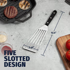 Zulay Kitchen Fish Spatula Stainless Steel - Spatulas for Non-Stick Cookware - Slotted Stainless Spatula - Easy to Clean Turner 12.4