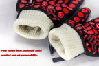 J H Heat Resistant Oven Glove:EN407 Certified 932 °F, 2 Layers Silicone Coating, Oven Mitts for Cooking, Kitchen, Fireplace,Camping, Grilling